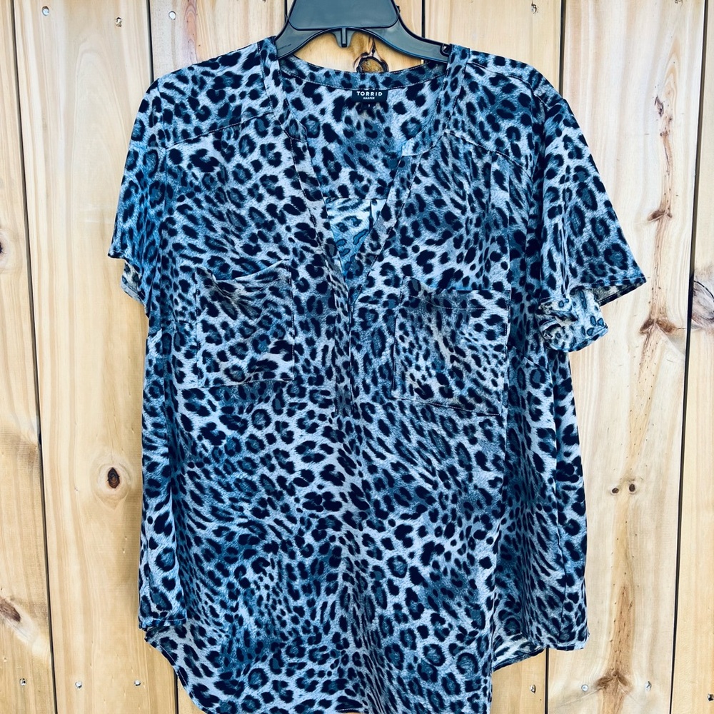 Torrid Black and Gray Leopard Print Blouse